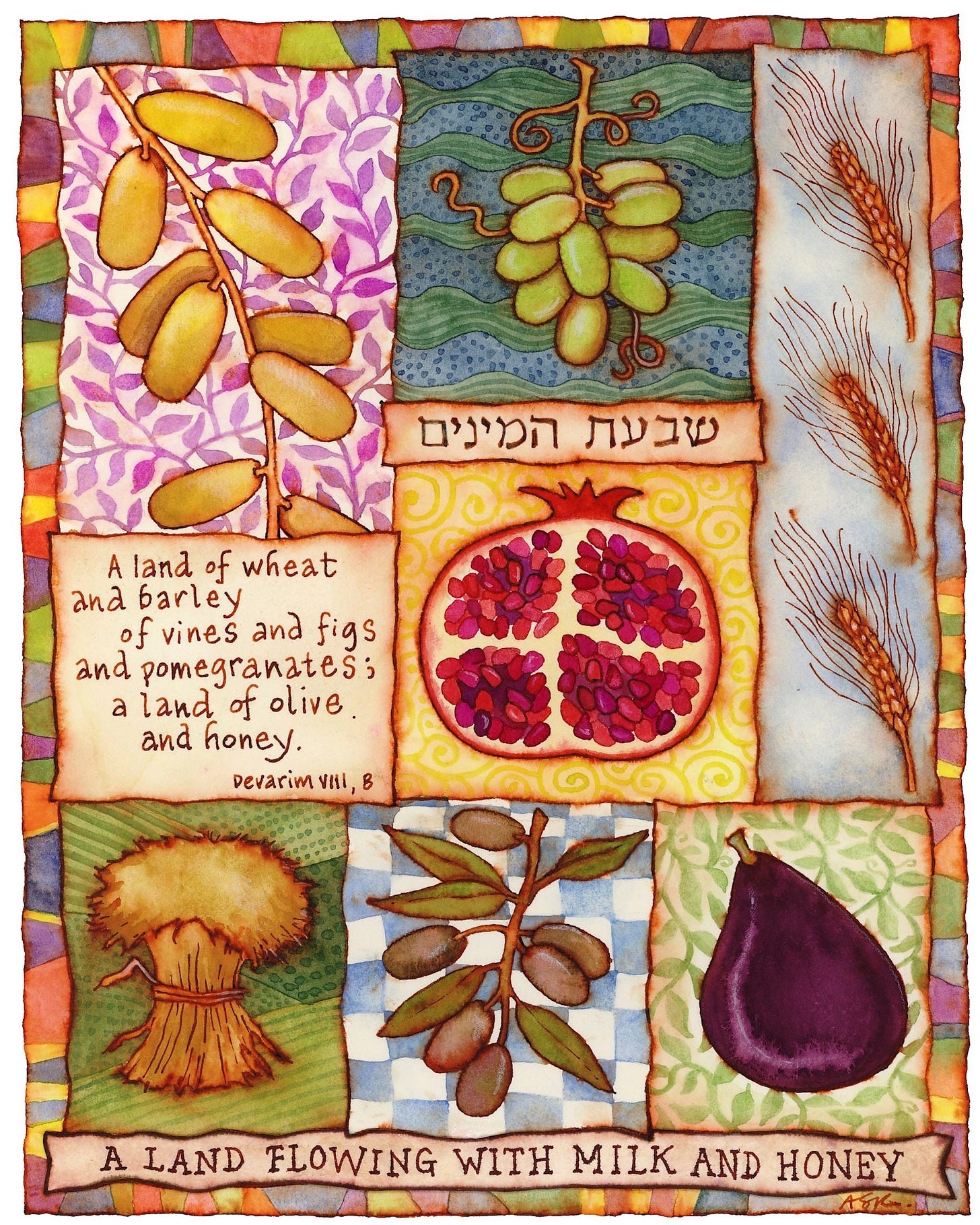 Shivat Haminim | Seven Species - Archival Art Print - Etsy Shivat Haminim | Seven Species - Archival Art Print - Etsy