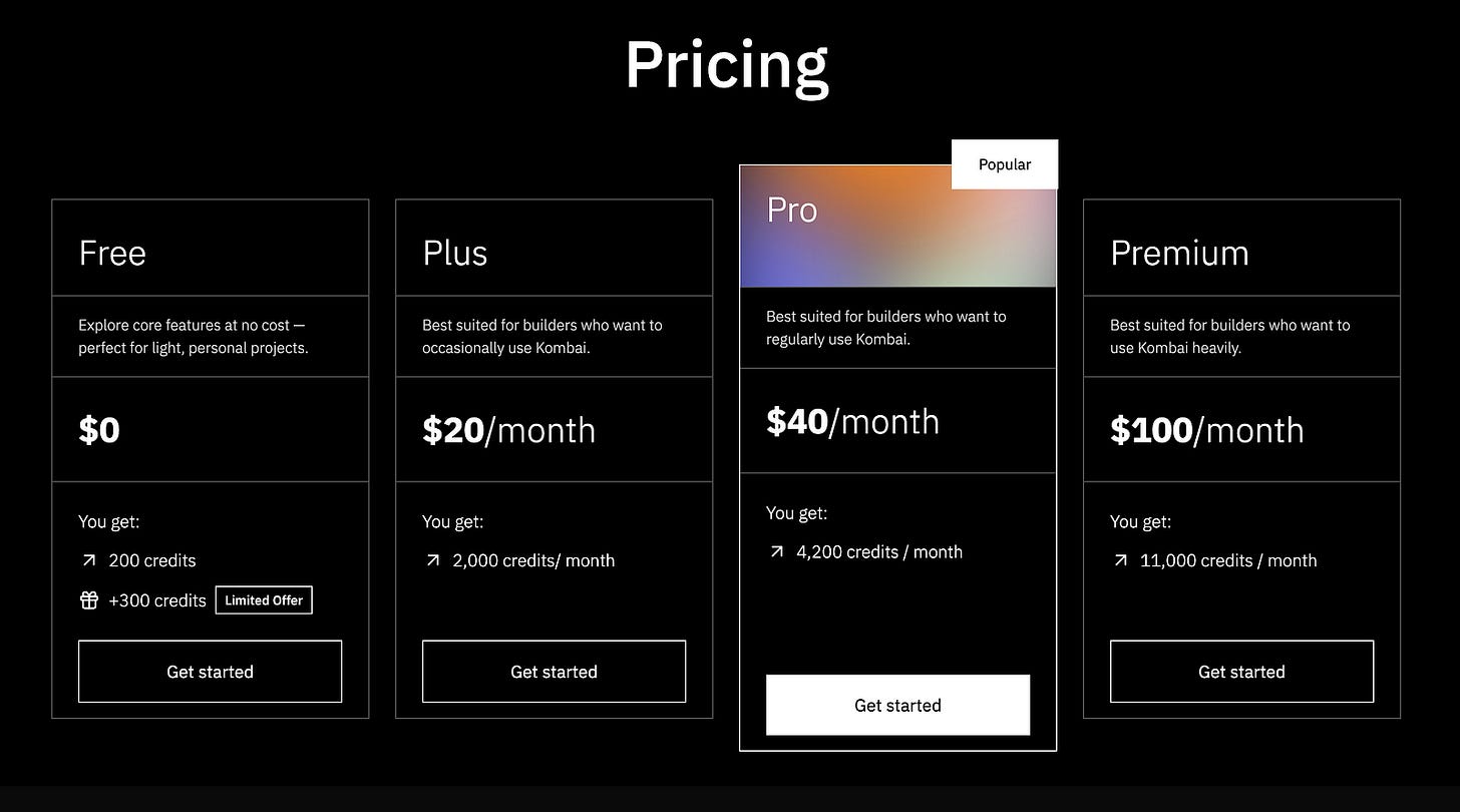 Kombai pricing page. Image by Jim Clyde Monge Kombai pricing page. Image by Jim Clyde Monge