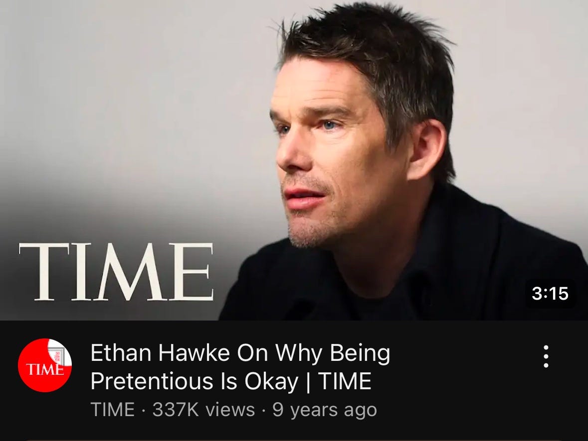 Cesar Castañon on X: "And it's funny Ethan Hawke Is talking about it being  he, himself one of the darlings of the 90s culture that killed pasionate  loving something, cuz being cinic