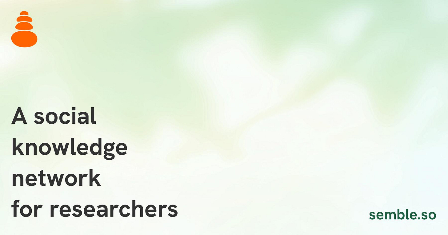 semble's open graph image with the tagline "a social knowledge network for researchers"