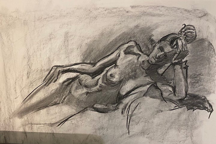 life drawings of a nude female