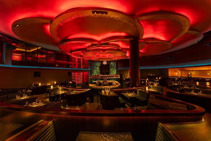 the dining rooms at COTE (left) and Coqodaq (right)