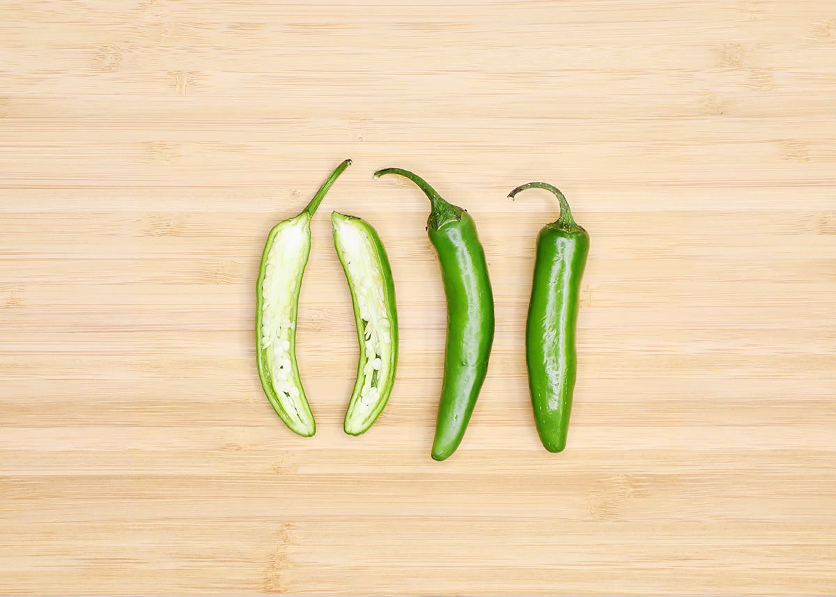 serrano chiles on cutting board
