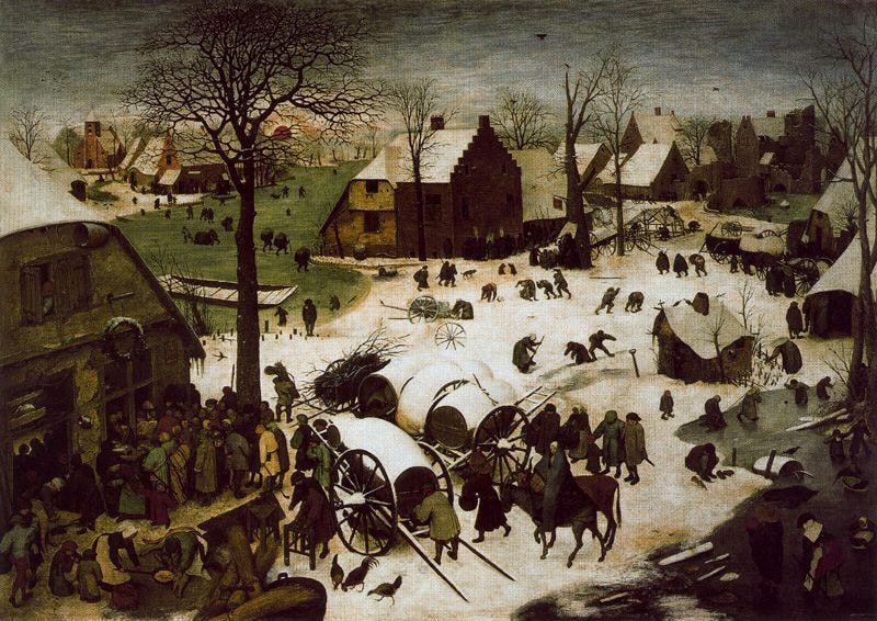 The Census at Bethlehem (1566), oil on wood panel, Royal Museums of Fine Arts of Belgium