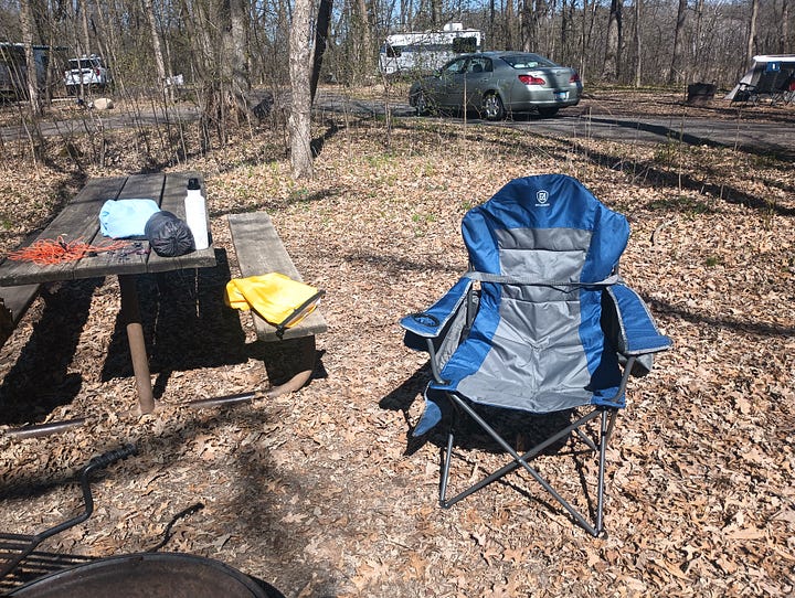 two photos of camp chairs: one unfolded and set up, and one broken