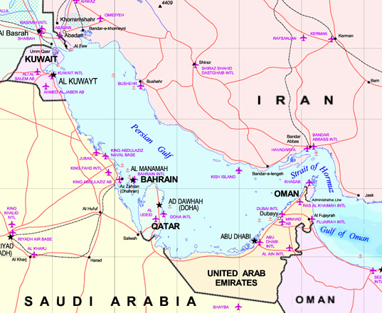 Map of Persian Gulf Map of Persian Gulf