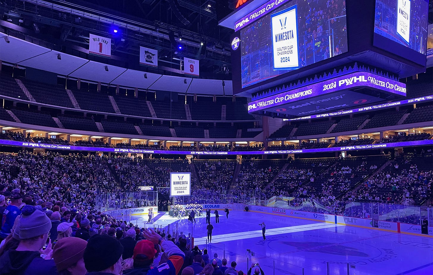 Raising the championship banner in 2024.