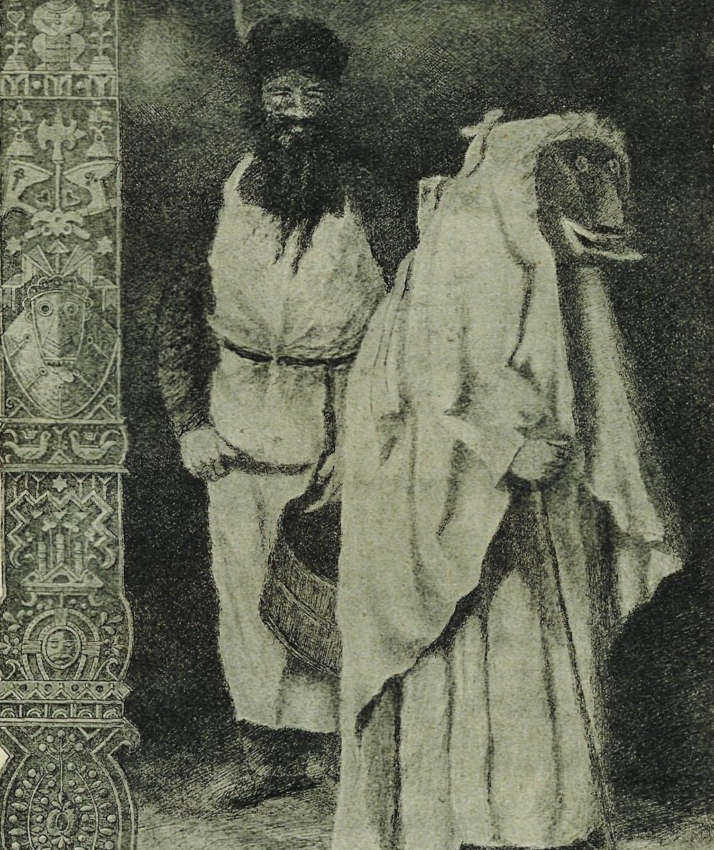 TIL the German folklore of Frau Perchta, a witch who would roam the German  countryside for 12 days leading up to Christmas, leaving silver coins to  good children and cut open the