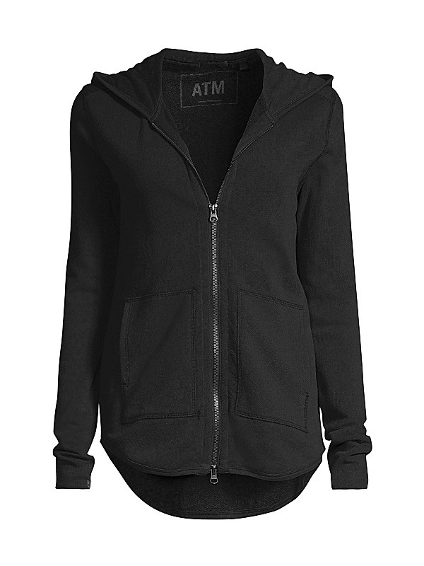 ATM Anthony Thomas Melillo Zip-Front French Terry Hoodie - Black