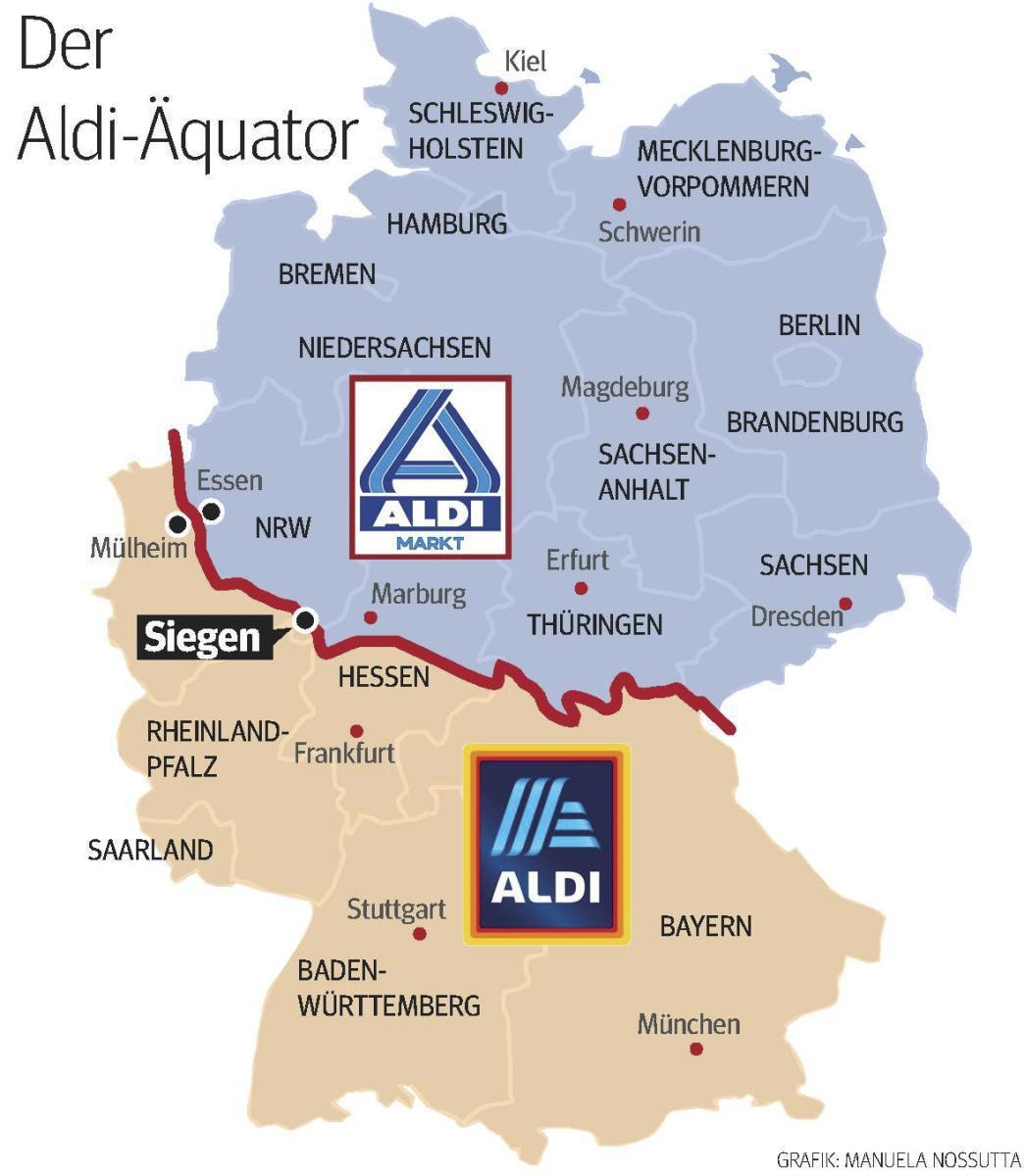 Germany (And The World) Divided By Aldi Nord (North) vs Aldi Süd (South) -  Brilliant Maps