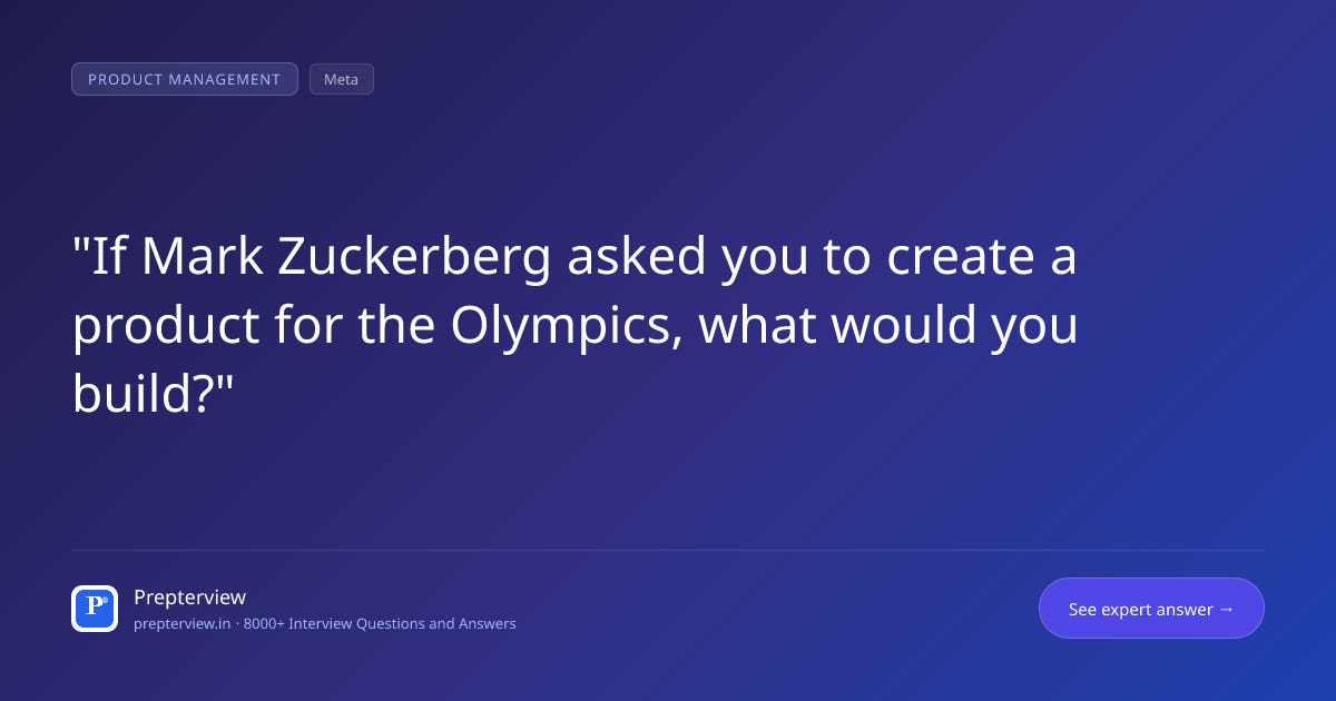 If Mark Zuckerberg asked you to create a product for the Olympics, what would you build? If Mark Zuckerberg asked you to create a product for the Olympics, what would you build?