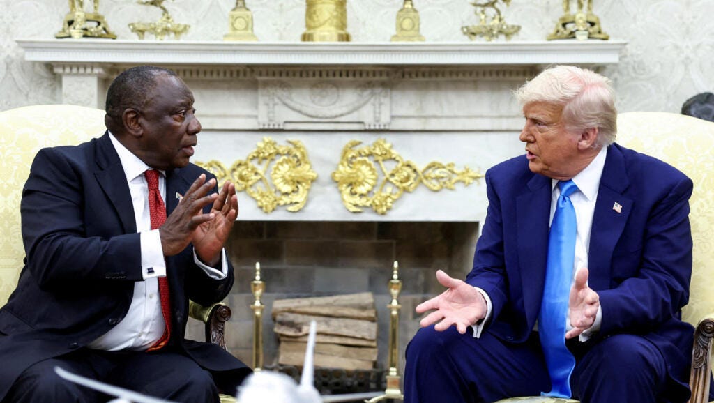 US President Donald Trump received South African President Cyril Ramaphosa in the Oval Office of the White House in Washington, D.C., USA, on 21 May 2025.
