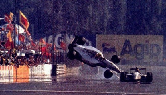 Epic Formula 1: Christian Fittipaldi's flips through the finish, Monza 1993 Epic Formula 1: Christian Fittipaldi's flips through the finish, Monza 1993