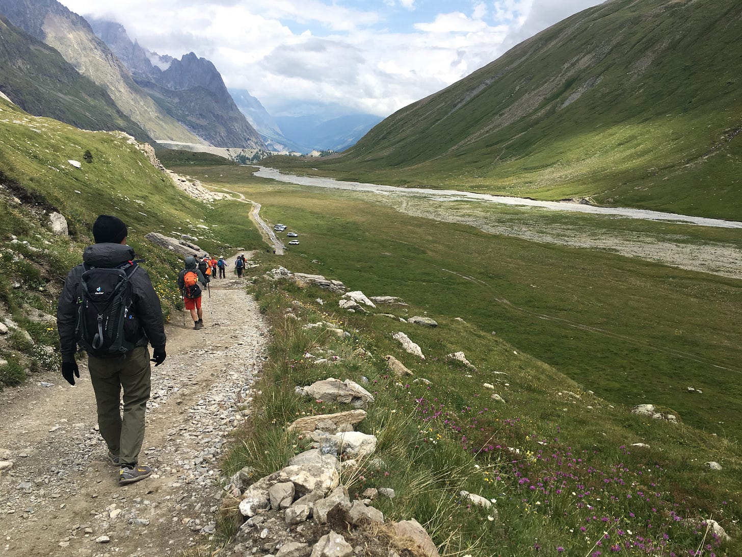 The walk took us through a hanging valley lined with wild gentians.