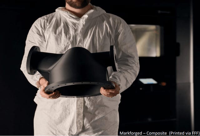 man holds printed engine part