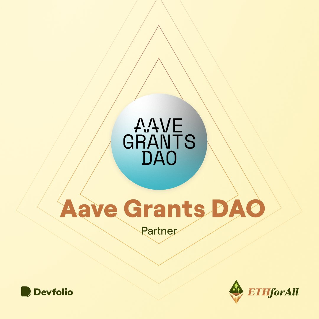 Image showing our newest partner for ETHforAll, Aave Grants DAO. Image showing our newest partner for ETHforAll, Aave Grants DAO.