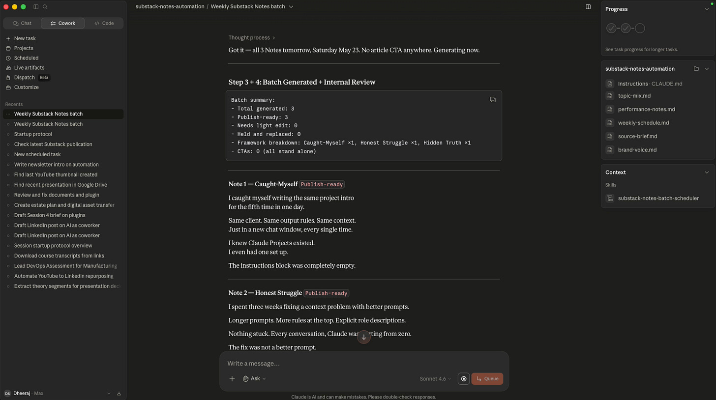 Schedule Substack Notes with Claude Cowork - Full Workflow Included