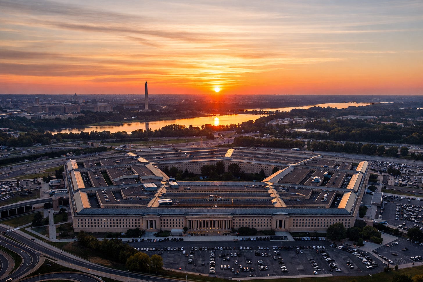 Sunset over the department of war in washington dc