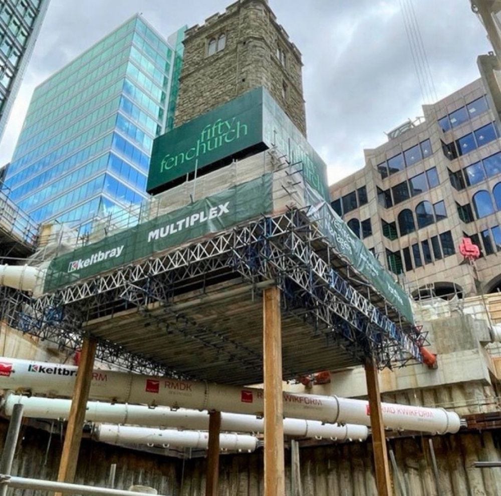 A 700 year old tower up on engineered stilts