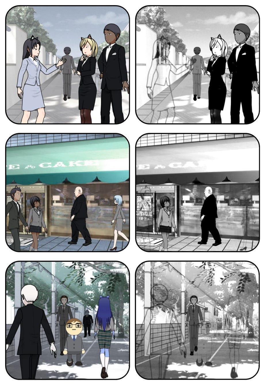 More surveillance photos of random citizens appear, showing who among of them would be spared and who would be erased.