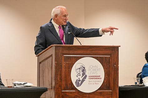 Dr. Keith Elder, president of St. Xavier University, and Troy Chancellor Dr. Jack Hawkins, Jr. were the keynote speakers at the annual John Robert Lewis Leadership conference. The conference, in its 23rd year, was held on Jan. 31 and Feb. 1 in the Trojan Center.