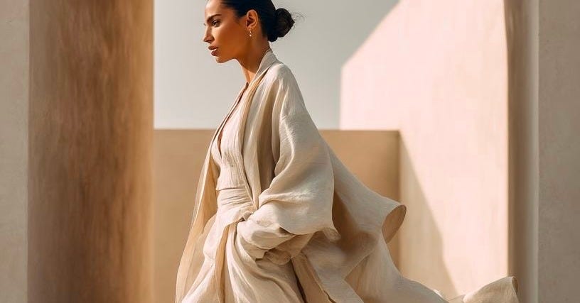 Mujer vestida con ropa fluida y sin marca Mujer vestida con ropa fluida y sin marca