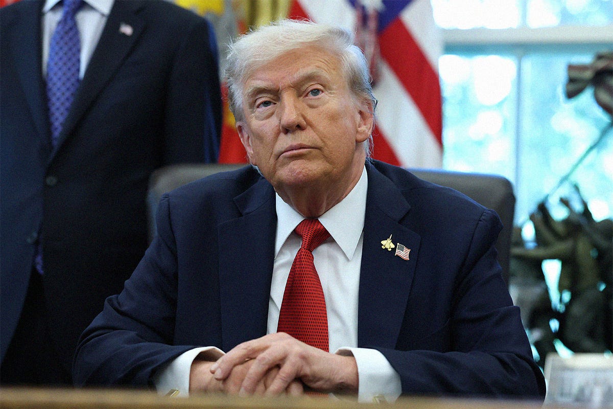 U.S. President Donald Trump speaks in the Oval Office at the White House on October 06, 2025 in Washington, D.C.