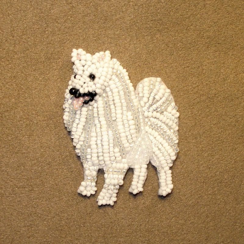 beaded american eskimo dog pin pendant samoyed japanese spitz bead embroidery beaded american eskimo dog pin pendant samoyed japanese spitz bead embroidery