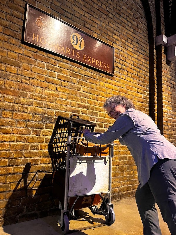 Susan running through the wall at the 9 3/4 platform