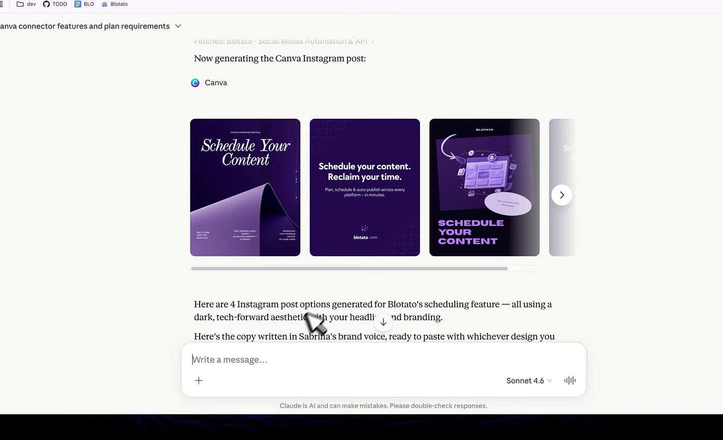 Four Instagram post designs Claude generated from a single prompt Four Instagram post designs Claude generated from a single prompt