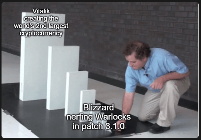 TIL Vitalik Buterin created Ethereum as a result of Blizzard changing a  spell on the game World of Warcraft. Vitalik himself said: "I cried myself  to sleep, and on that day I