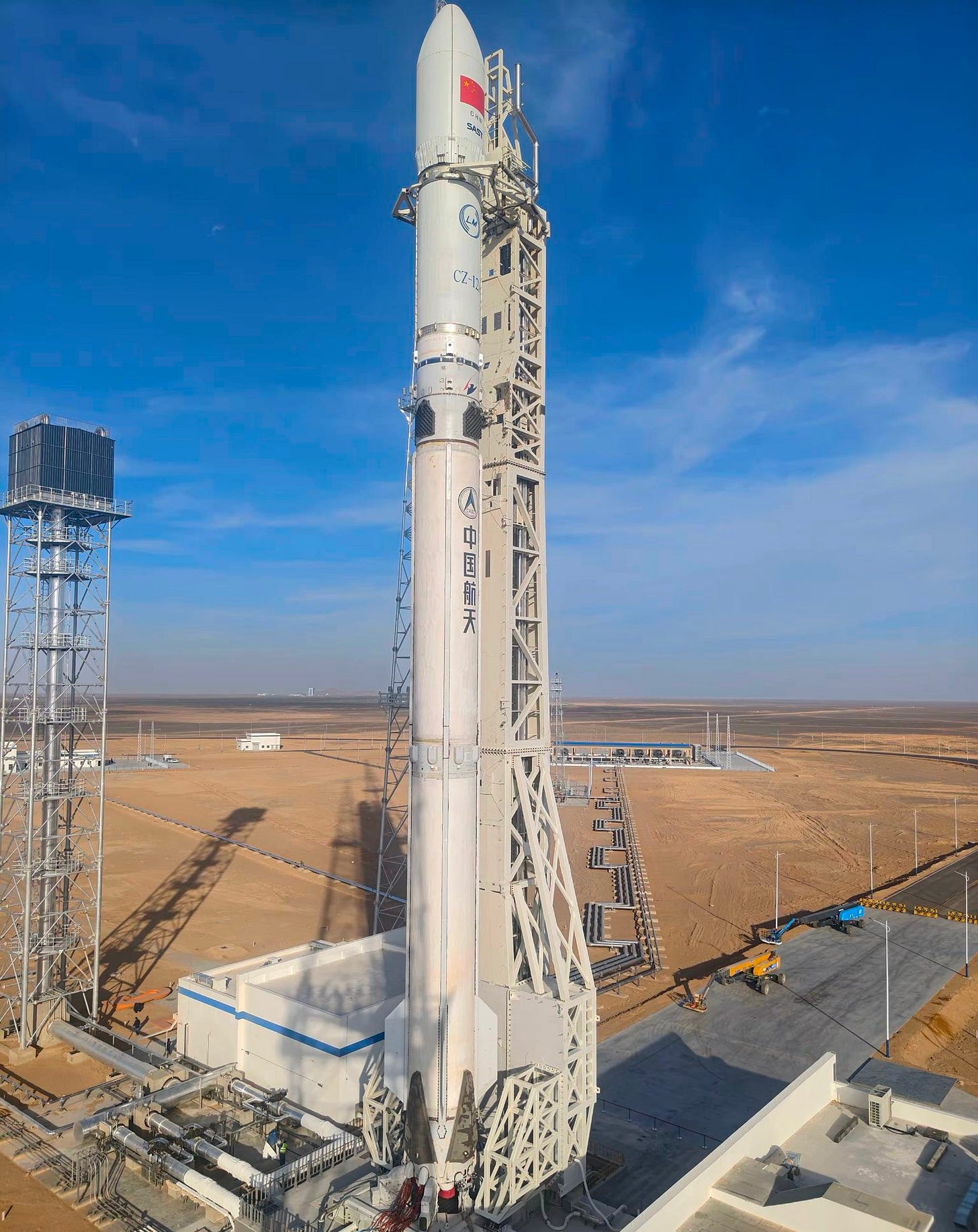 The Long March 12A Y1 vehicle on its launch pad at the Jiuquan Satellite Launch Center in December 2025.