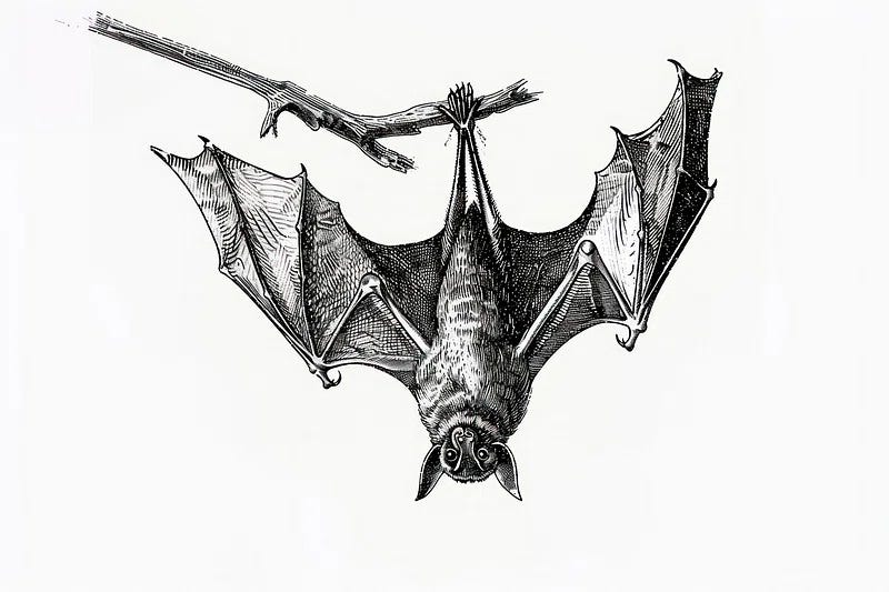 Bat illustration, echolocation
