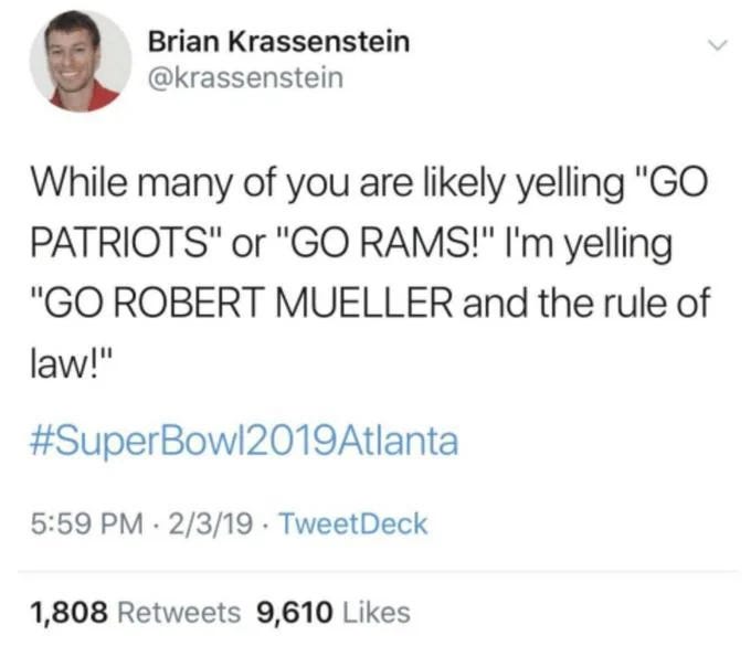 Alt text is about accessibility, but no one should have access to a horrible Brian Krassenstein tweet about Robert Mueller