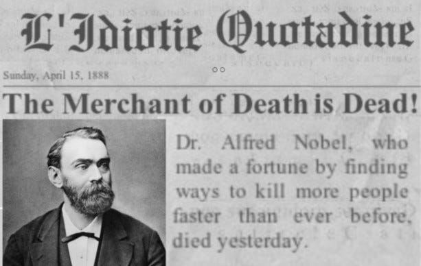 Story of Alfred Nobel died in newspaper | TheWeeklyWrap