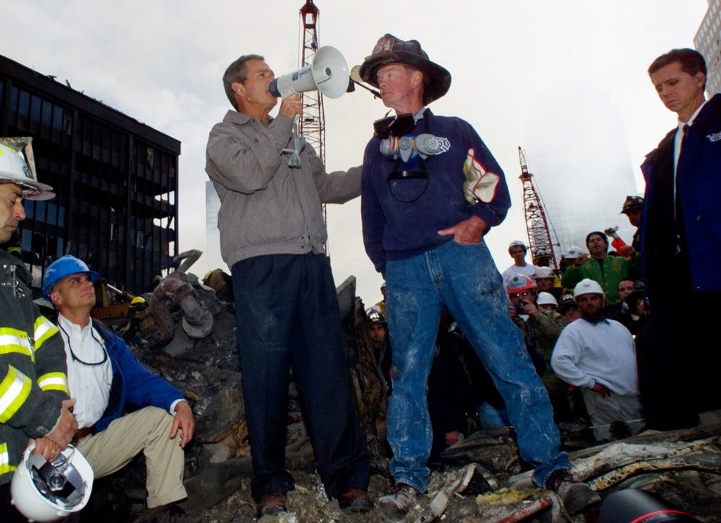 A 9/11 memory of a bullhorn and a badge