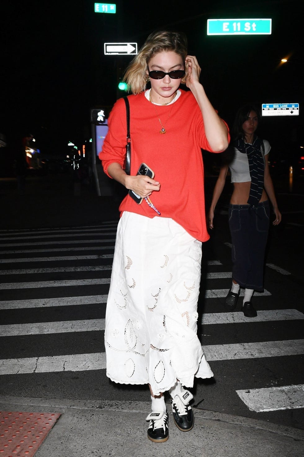 Gigi Hadid Outfit-Repeats in a Classic White Maxi Skirt
