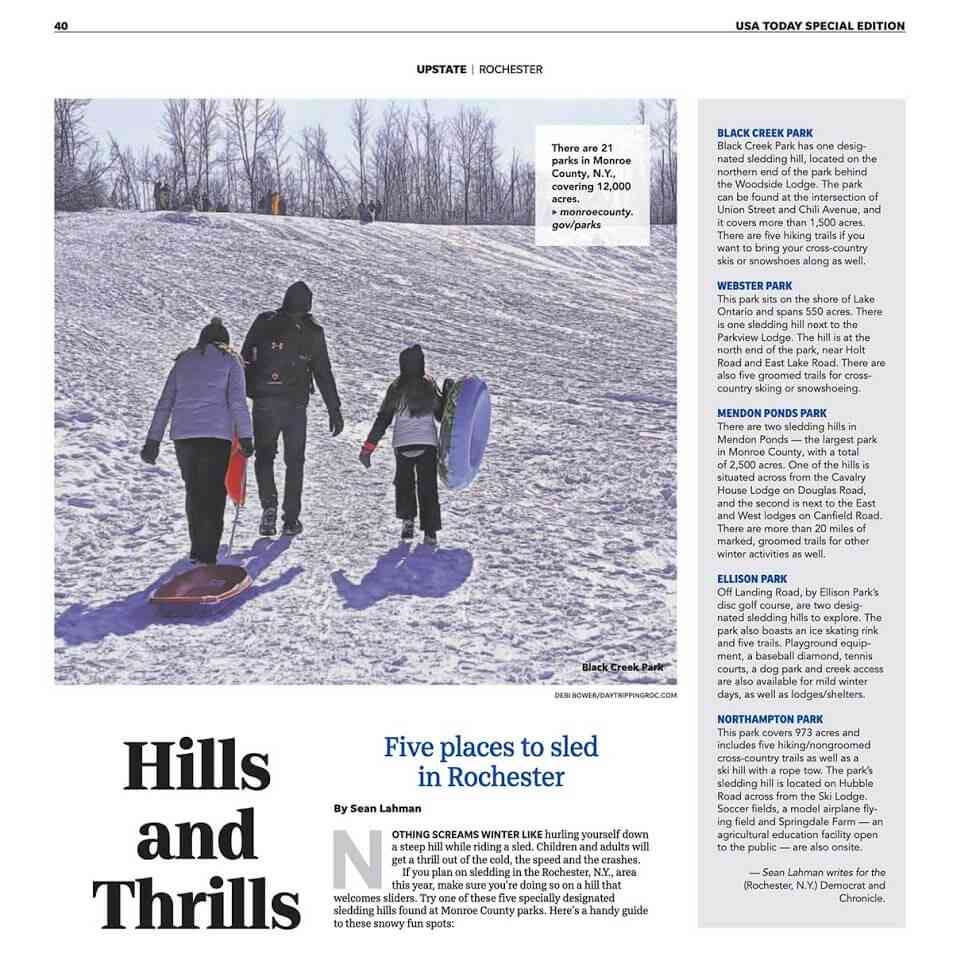 USA Today Sledding Hills Rochester