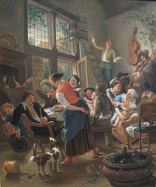 File:Jan Steen - 'Festive Family Meal', c. 1674, oil on canvas, Louvre.jpg