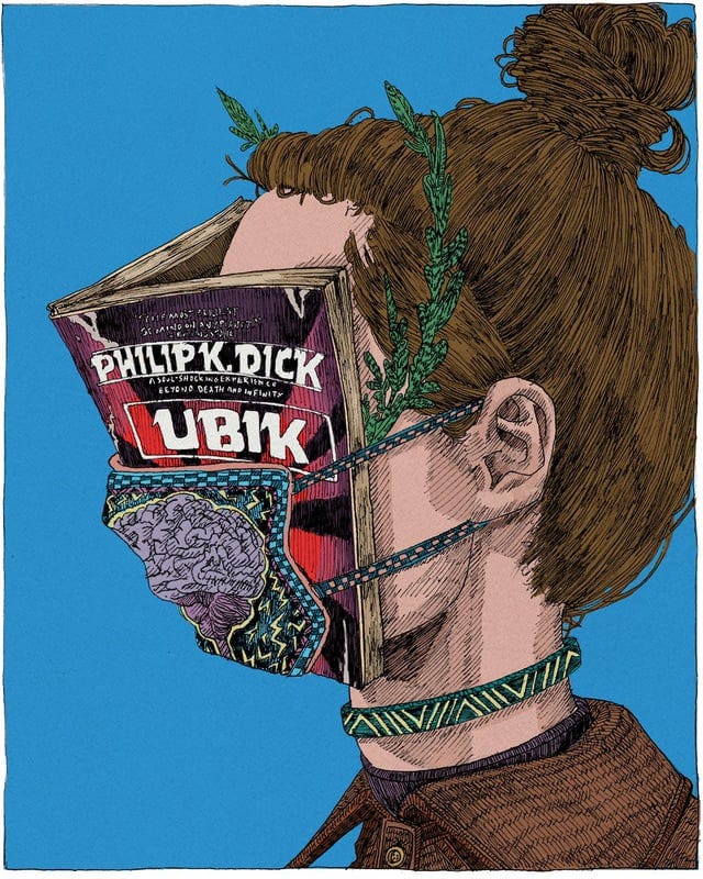 r/sciencefiction - I did this drawing after rereading one of my favorite SF novels, Ubik by Phillip K Dick was the perfect 2020 read.