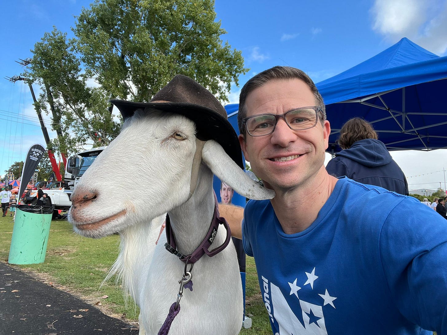 Chris Penk and a goat.