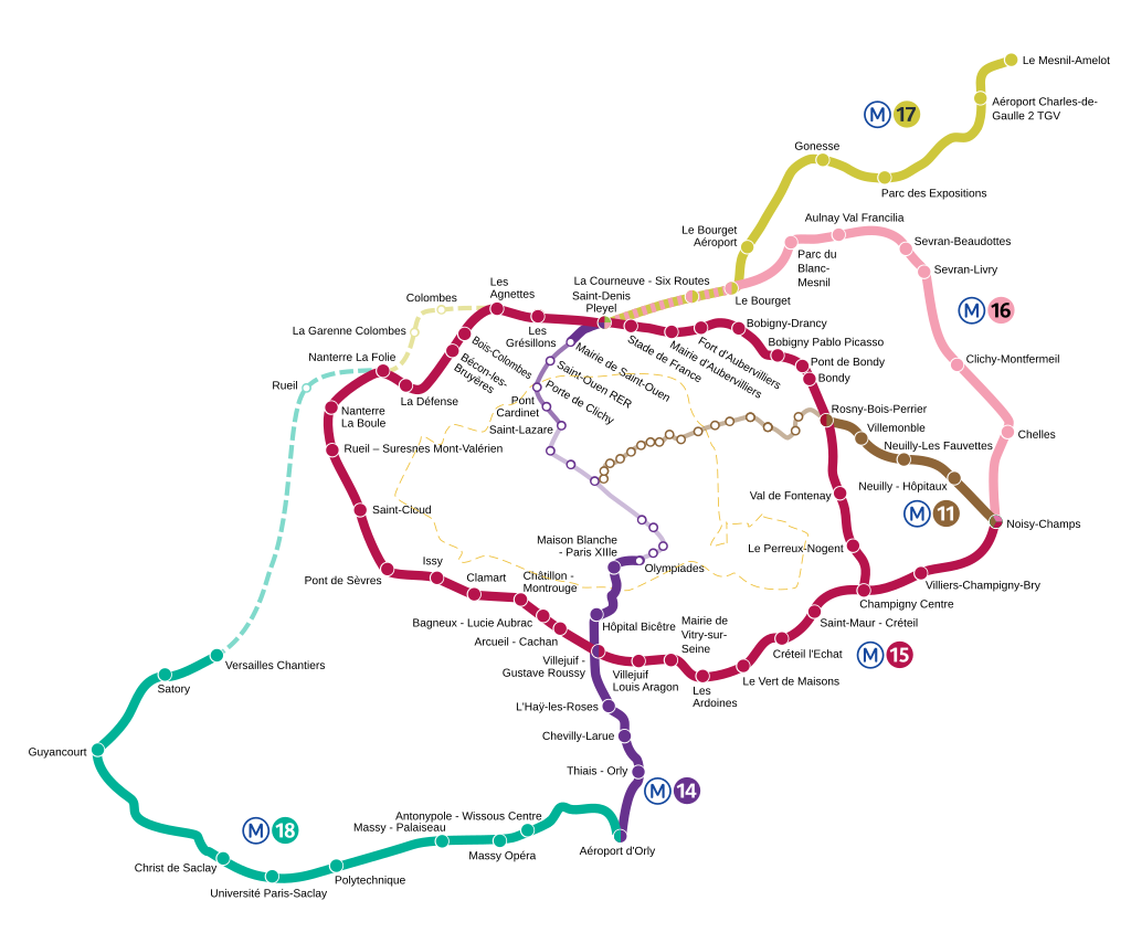 The planned network of the Grand Paris Express
