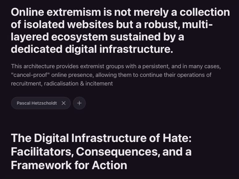 Online extremism is not merely a collection of isolated websites but a robust, multi-layered ecosystem sustained by a dedicated digital infrastructure.