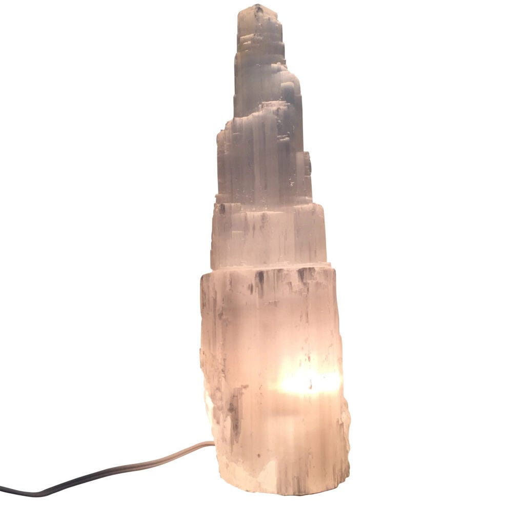 Selenite Tower Lamp