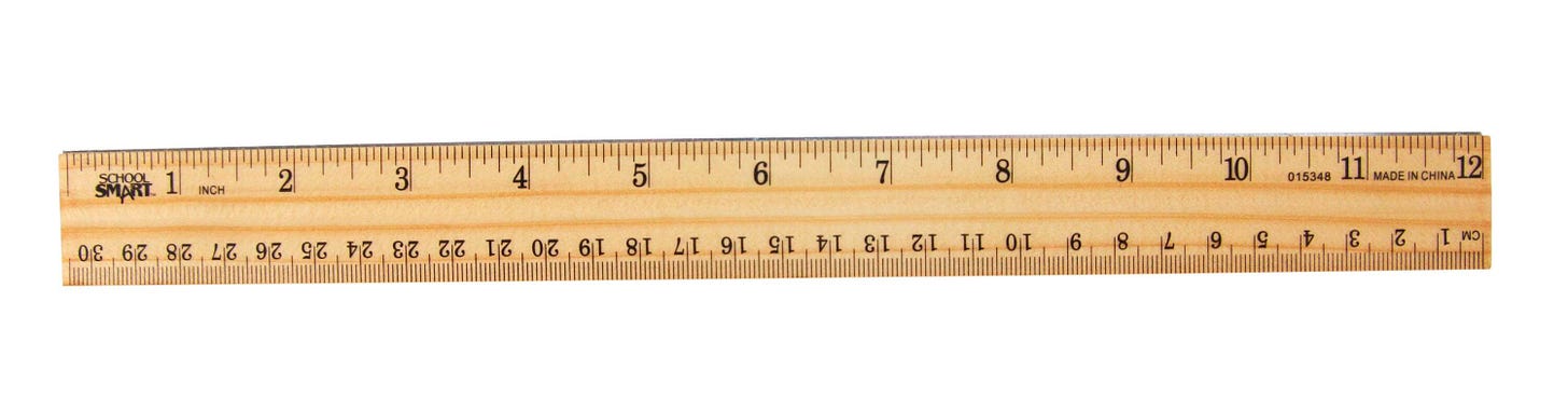 School Smart Metal Edge Wood Ruler, 12 Inches