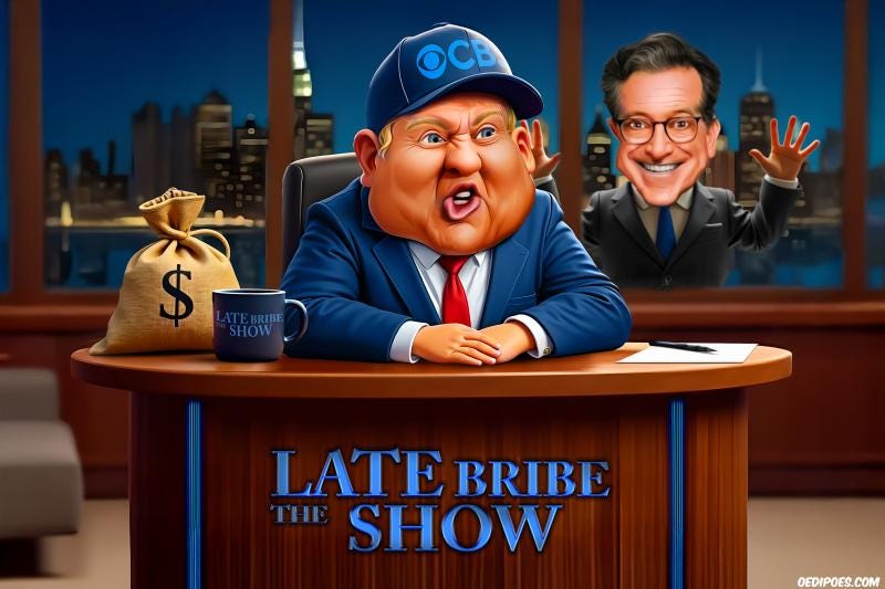 Trump and Colbert in The Late Show Trump and Colbert in The Late Show