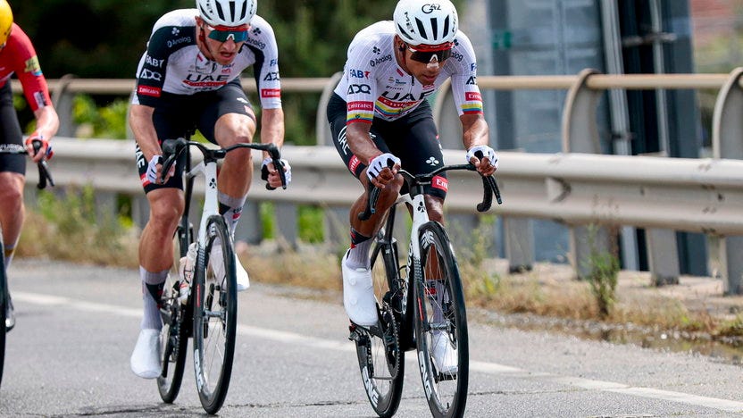 Mikkel Bjerg and Jhonatan Narvaez UAE 2026 Giro