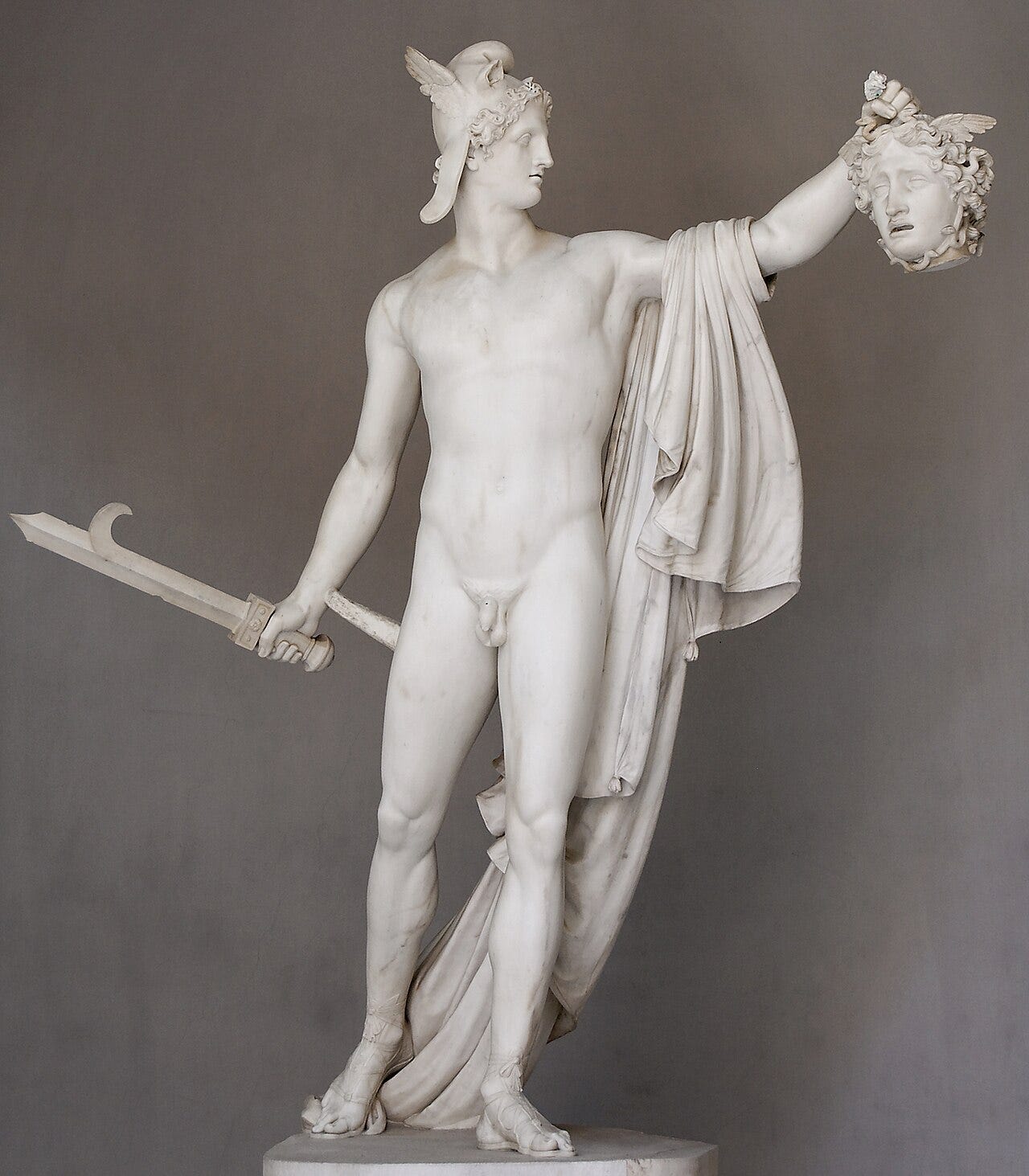 Neoclassical marble Perseus holding Medusa's head Neoclassical marble Perseus holding Medusa's head