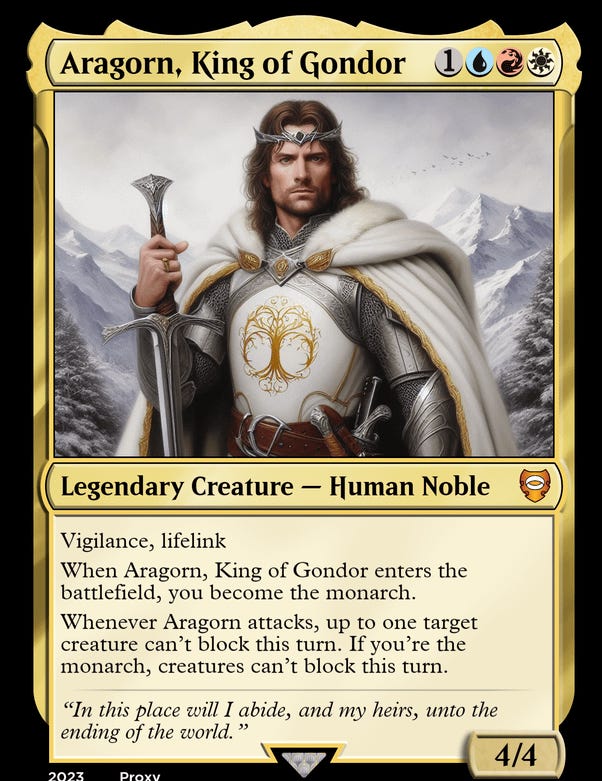 r/freemagic - Aragorn, King of Gondor Fixed (couldn't decide on which to use)