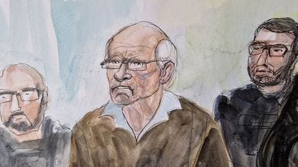 Joël Le Scouarnec, during his trial before the Morbihan criminal court, in Vannes, on February 28, 2025. (ELISABETH DE POURQUERY / FRANCE TÉLÉVISIONS)
